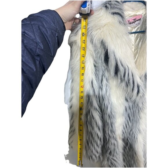 Vintage Donnybrook Faux Fur Long Coat White Gray Striped Plush Elegant Size 12 - Picture 8 of 10